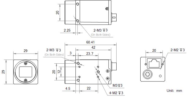 Maßzeichnung HikRobot Flächenkamera MV-CH089-60GC V5