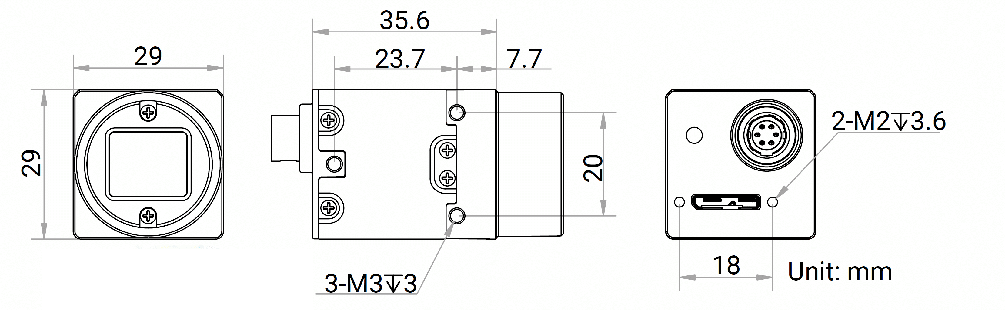 Maßzeichnung HikRobot MV-CU050-90UC