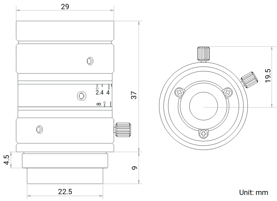 Maßzeichnung HikRobot Objektiv MVL-HF1224M-10MP