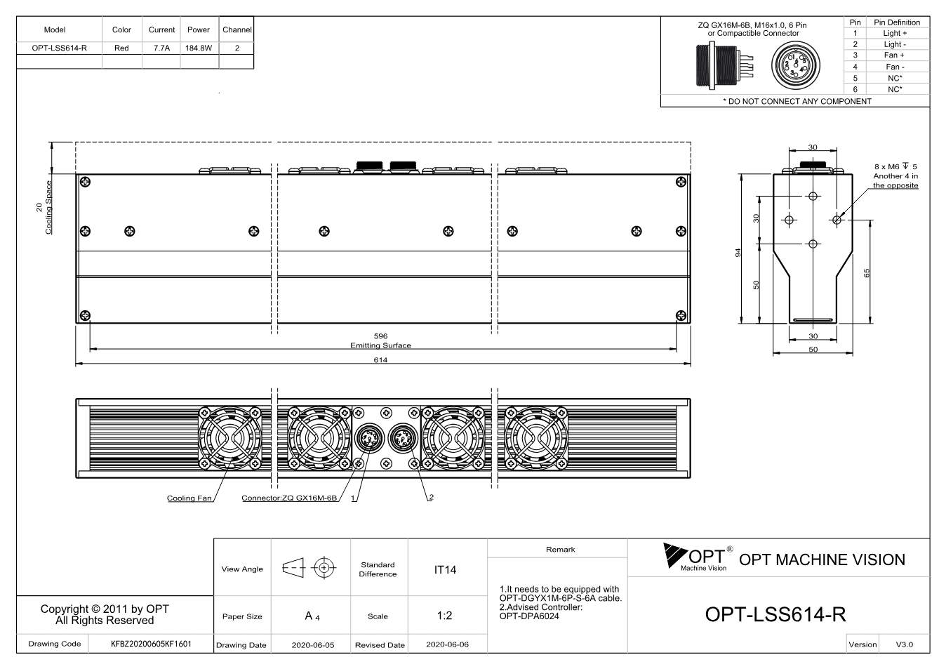 Maßzeichnung OPT-LSS614