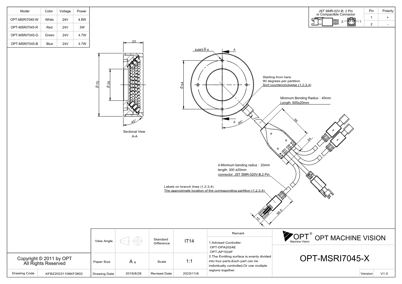 Maßzeichnung OPT-MSRI7045