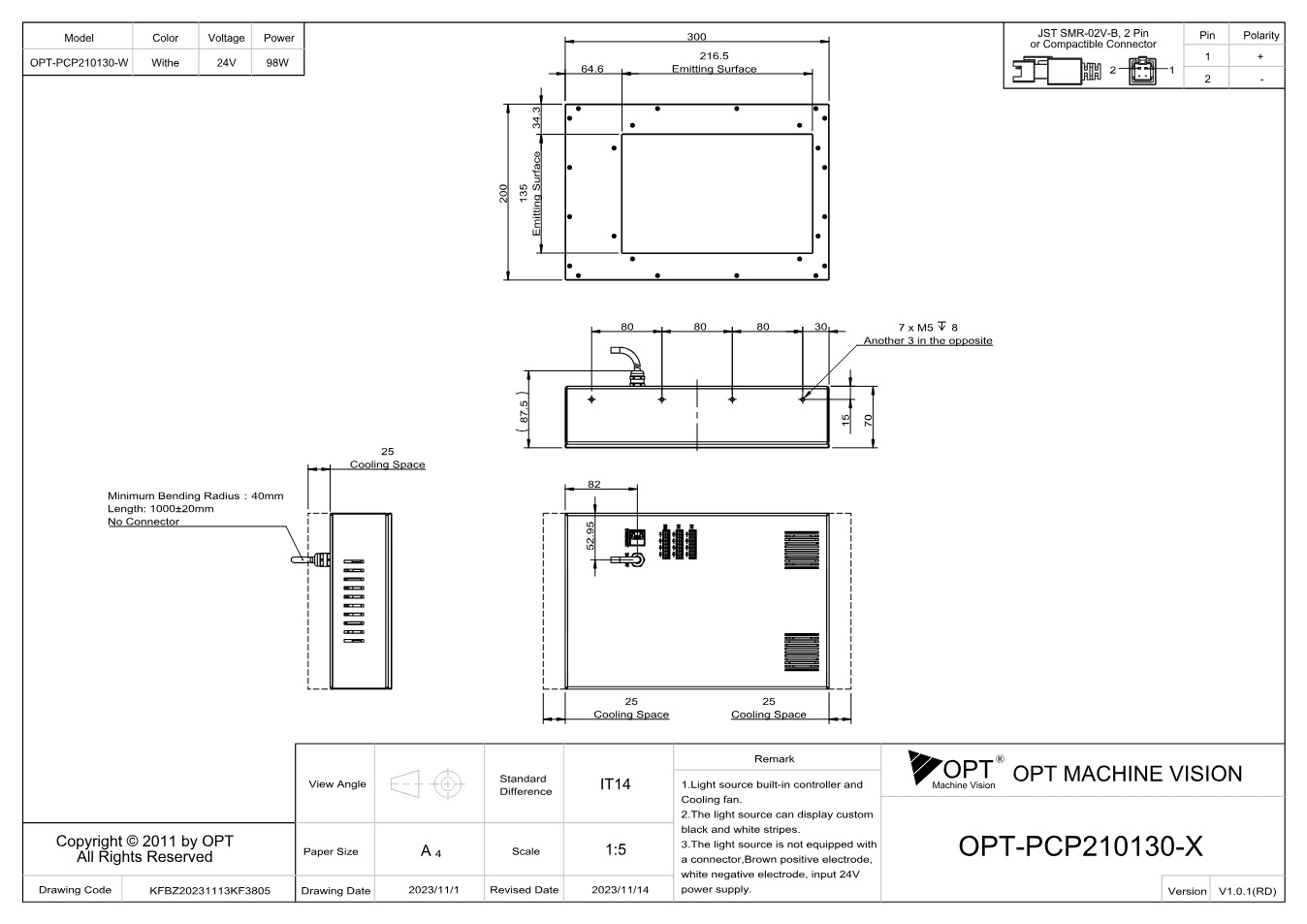 Maßzeichnung OPT-PCP210130