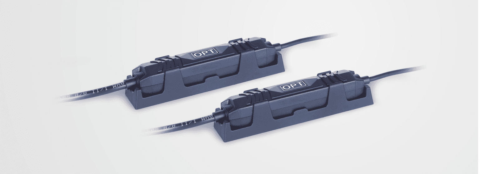 OPT-SPM2024-1 – Inline-Blitzcontroller mit Montagesockel, Anschlusskabel und JST-Lichtstecker (zwei Ansichten)