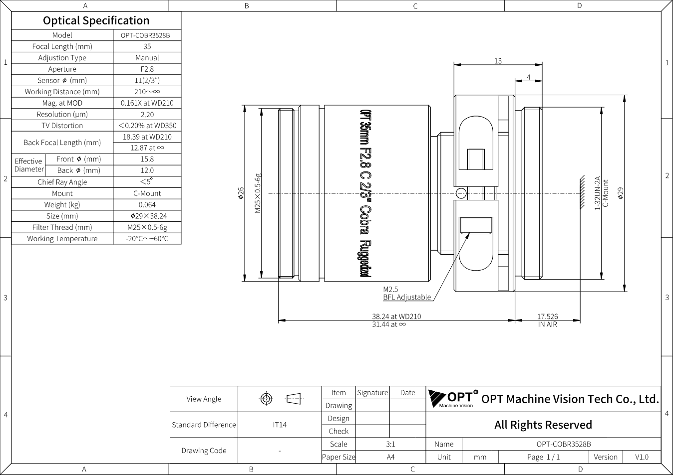 Maßzeichnung OPT-COBR3528B-V1.0