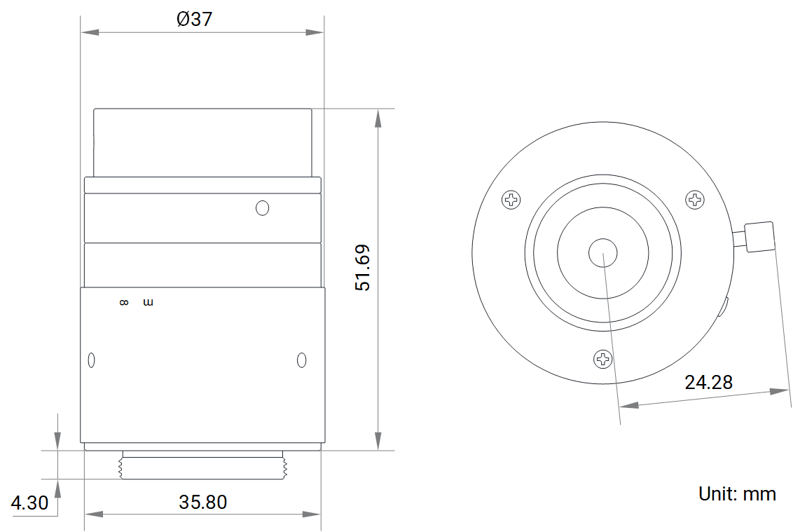 Maßzeichnung HikRobot Objektiv MVL-HF5028M-6MPE