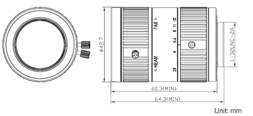 Maßzeichnung HikRobot Objektiv MVL-KF7528M-12MP