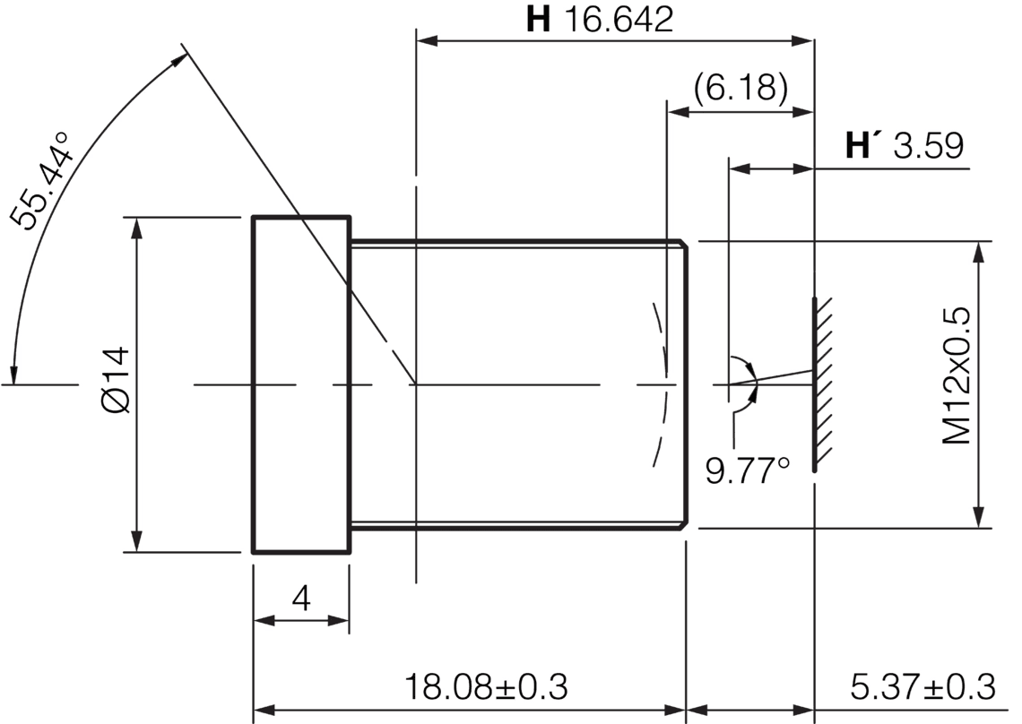 Maßzeichnung O-S1-S-036-80 Di-Soric S-Mount Objektiv