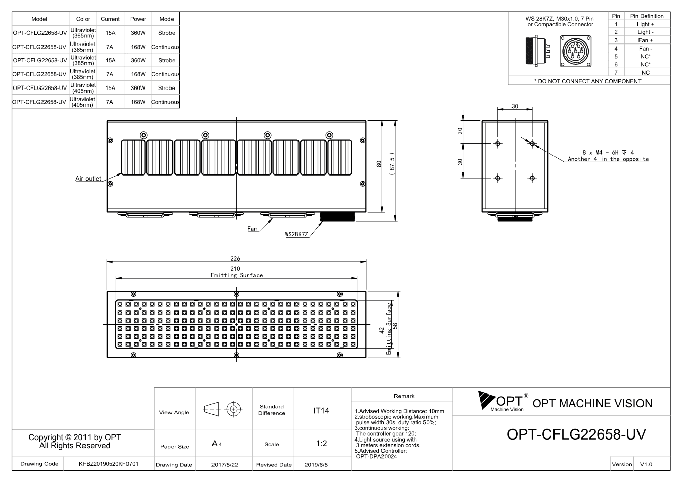 Maßzeichnung OPT-CFLG22658