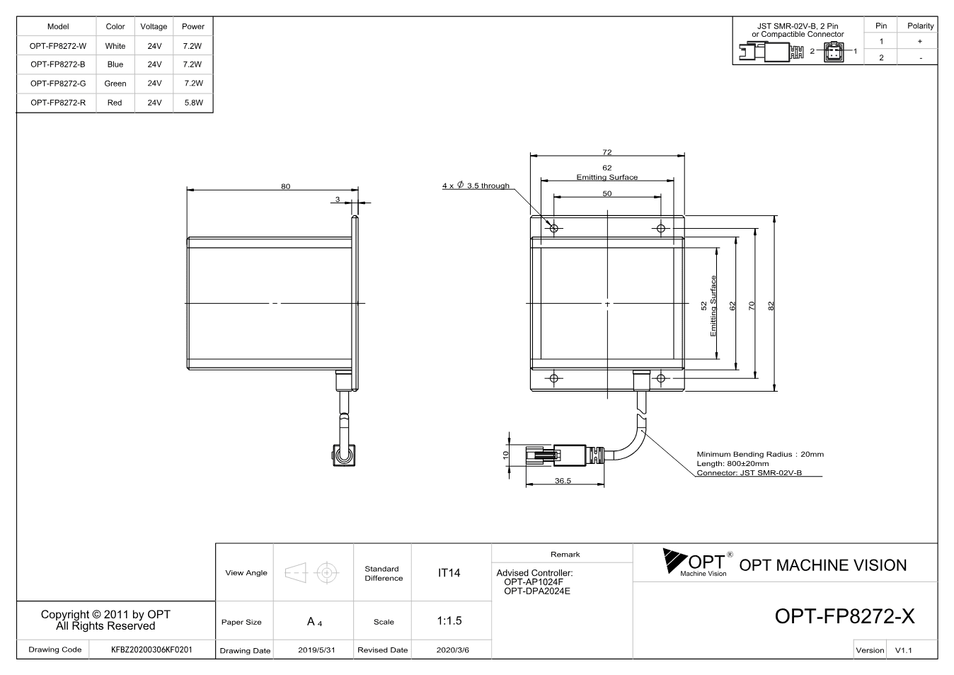 Maßzeichnung OPT-FP8272