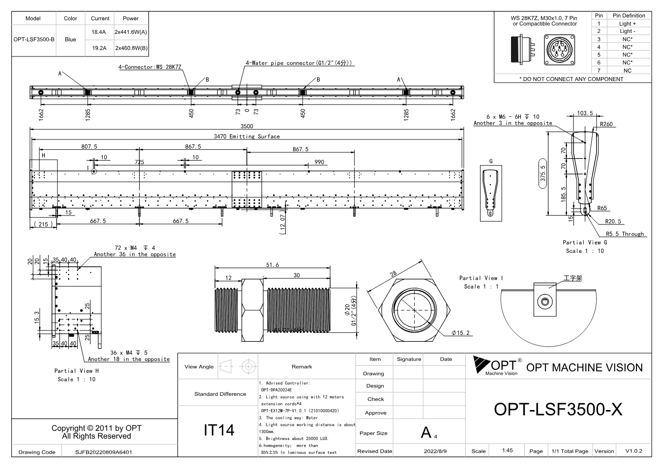 Maßzeichnung OPT-LSF3500