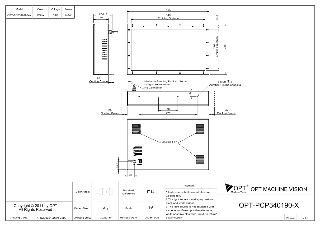 Maßzeichnung OPT-PCP340190