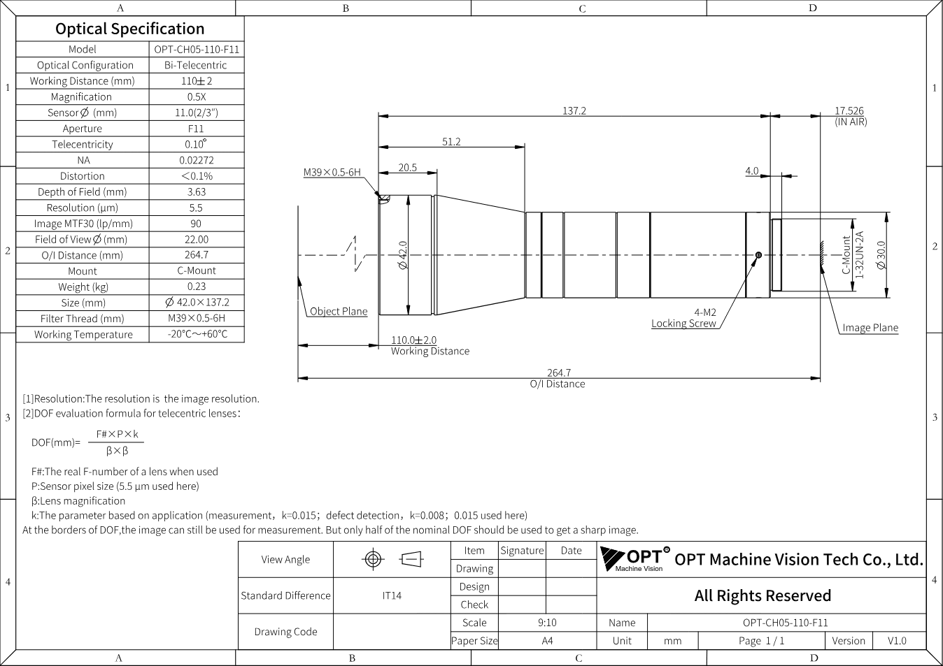 Maßzeichnung OPT-CH05-110-F11