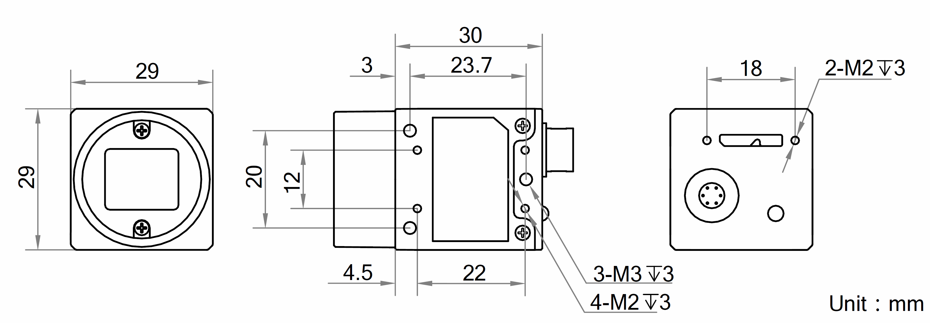 Maßzeichnung HikRobot MV-CA023-10UM