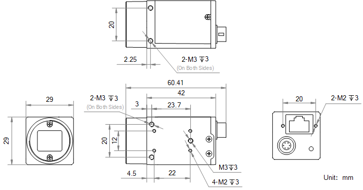Maßzeichnung HikRobot Flächenkamera MV-CH089-60GC V5