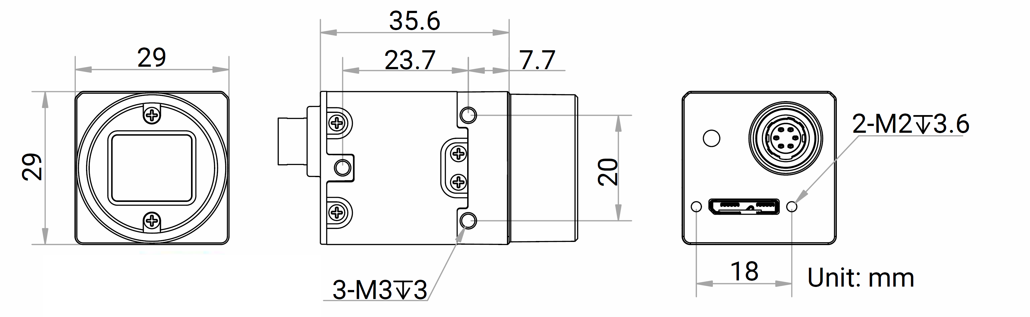 Maßzeichnung HikRobot MV-CU050-90UC