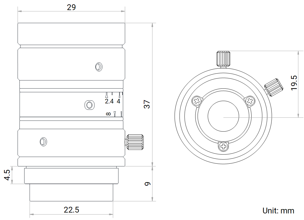 Maßzeichnung HikRobot Objektiv MVL-HF1224M-10MP