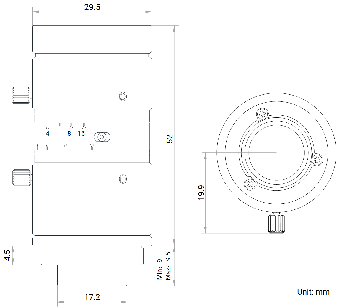 Maßzeichnung HikRobot Objektiv MVL-HF5024M-10MP
