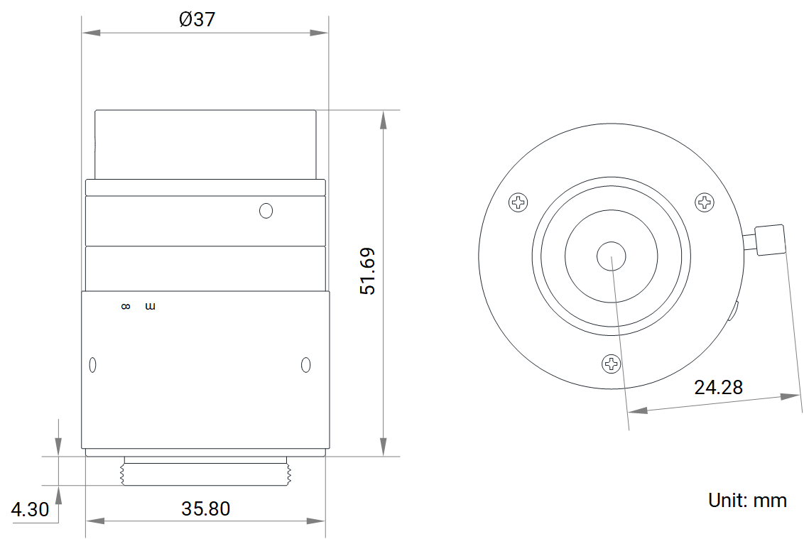 Maßzeichnung HikRobot Objektiv MVL-HF5028M-6MPE