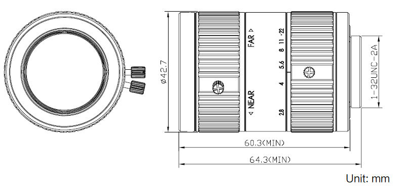 Maßzeichnung HikRobot Objektiv MVL-KF7528M-12MP