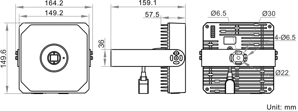 Maßzeichnung Logistik Code-Reader-Set MV-PD010003-12C-8C