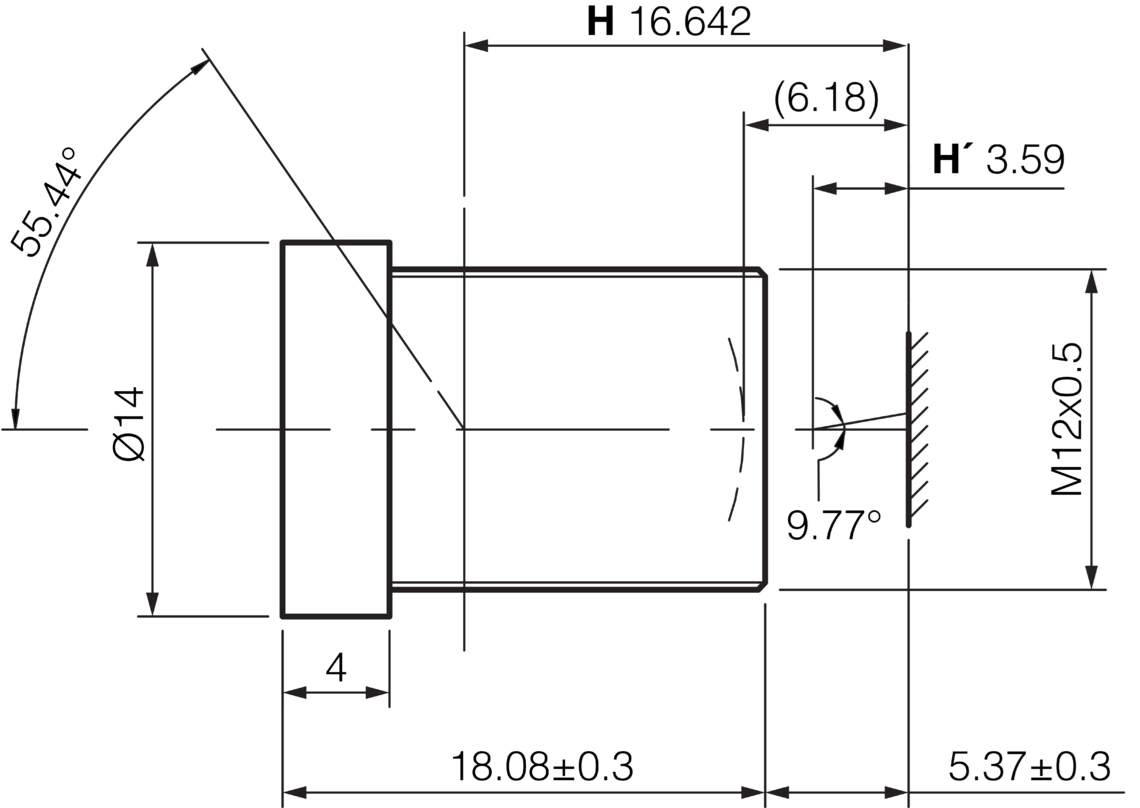 Maßzeichnung O-S1-S-036-40 Di-Soric S-Mount Objektiv