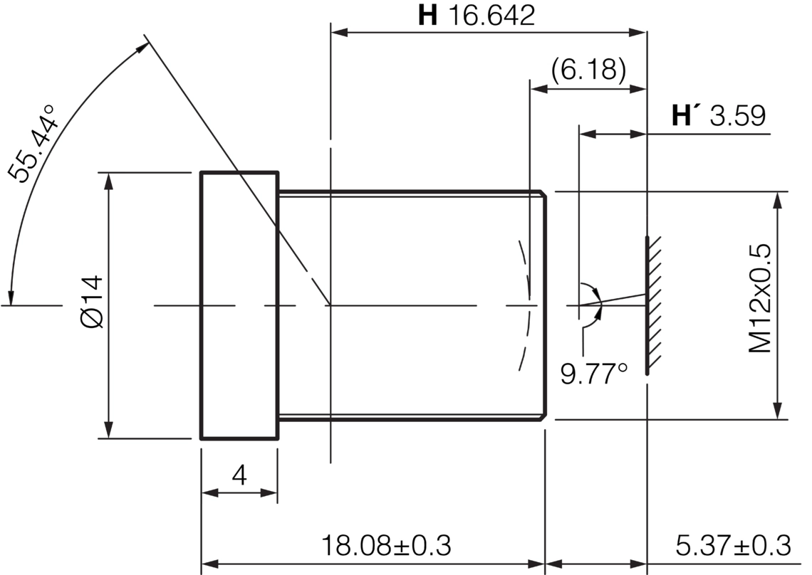 Maßzeichnung O-S1-S-036-80 Di-Soric S-Mount Objektiv