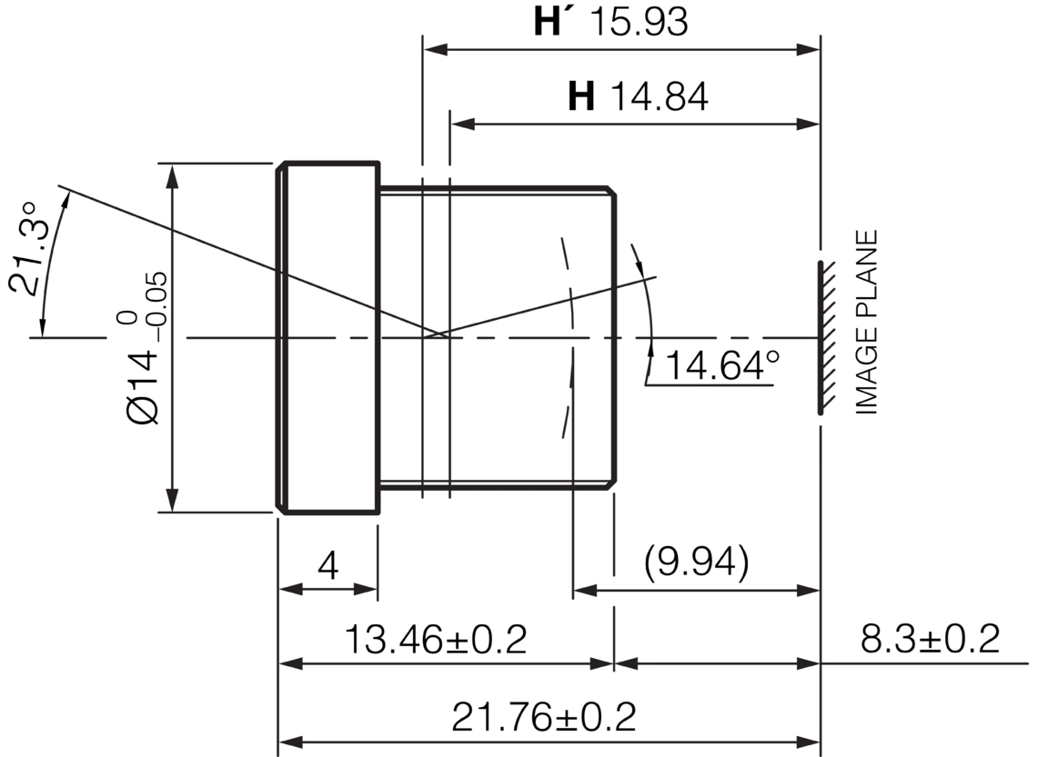 Maßzeichnung O-S1-S-160-80 Di-Soric S-Mount Objektiv