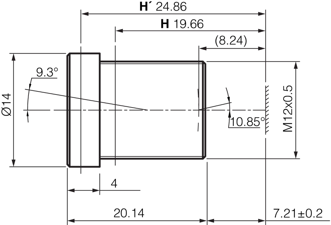 Maßzeichnung O-S1-S-250-40 Di-Soric S-Mount Objektiv