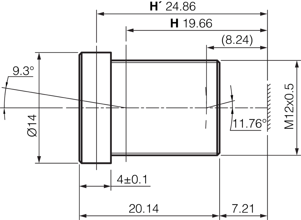 Maßzeichnung O-S1-S-250-80 Di-Soric S-Mount Objektiv