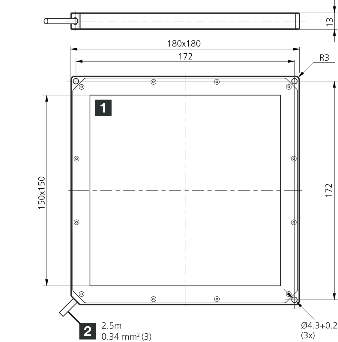BE-F150150-F5-K Maßzeichnung