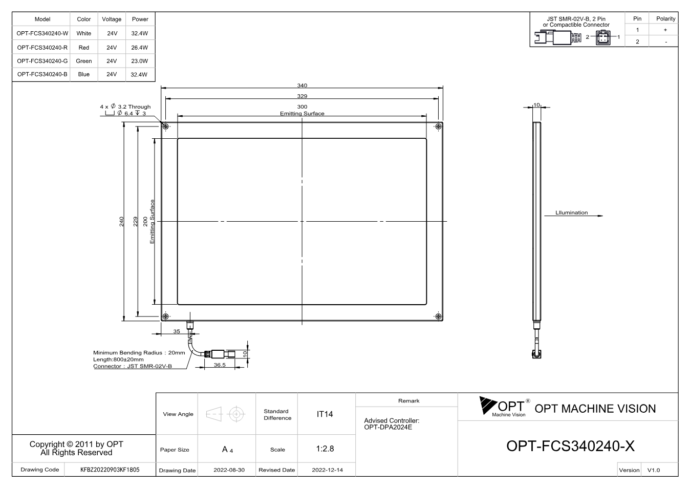 Maßzeichnung OPT-FCS340240