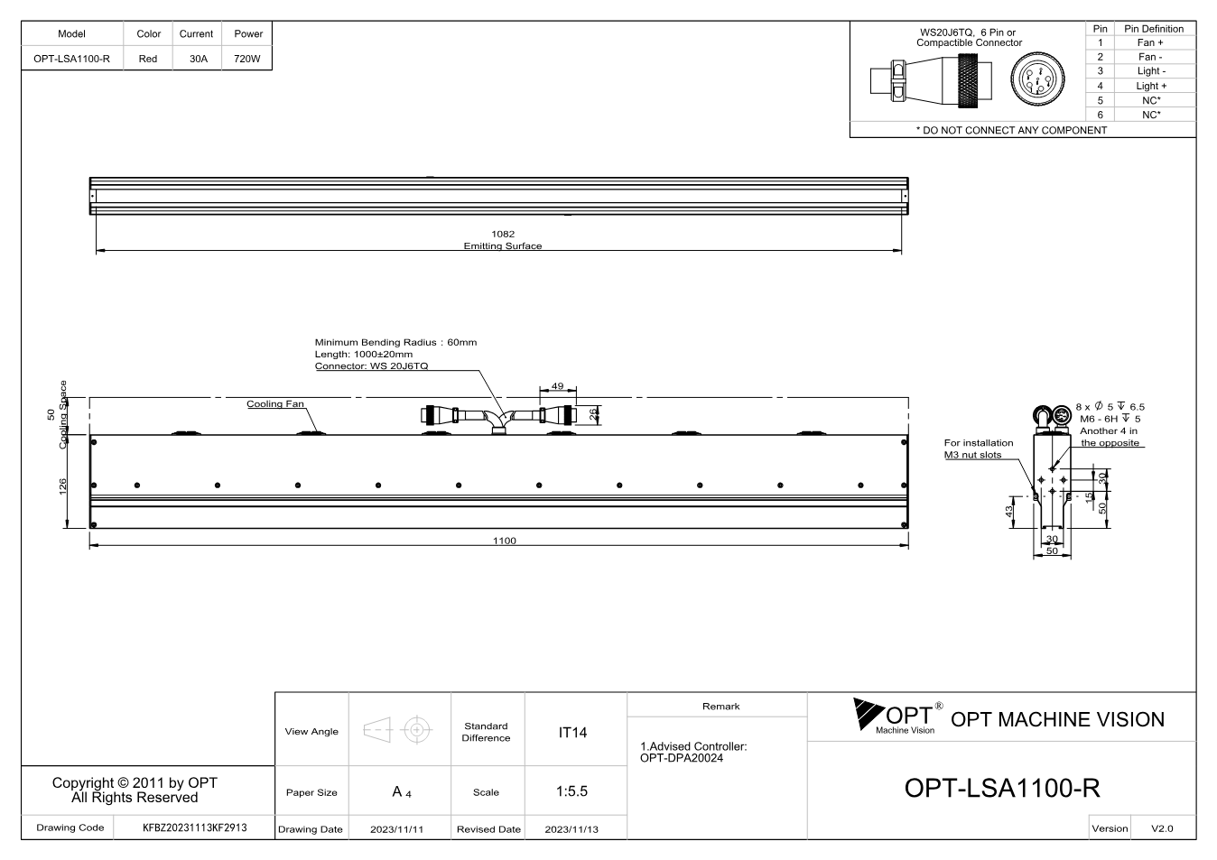 Maßzeichnung OPT-LSA1100