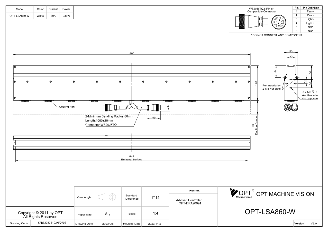 Maßzeichnung OPT-LSA860
