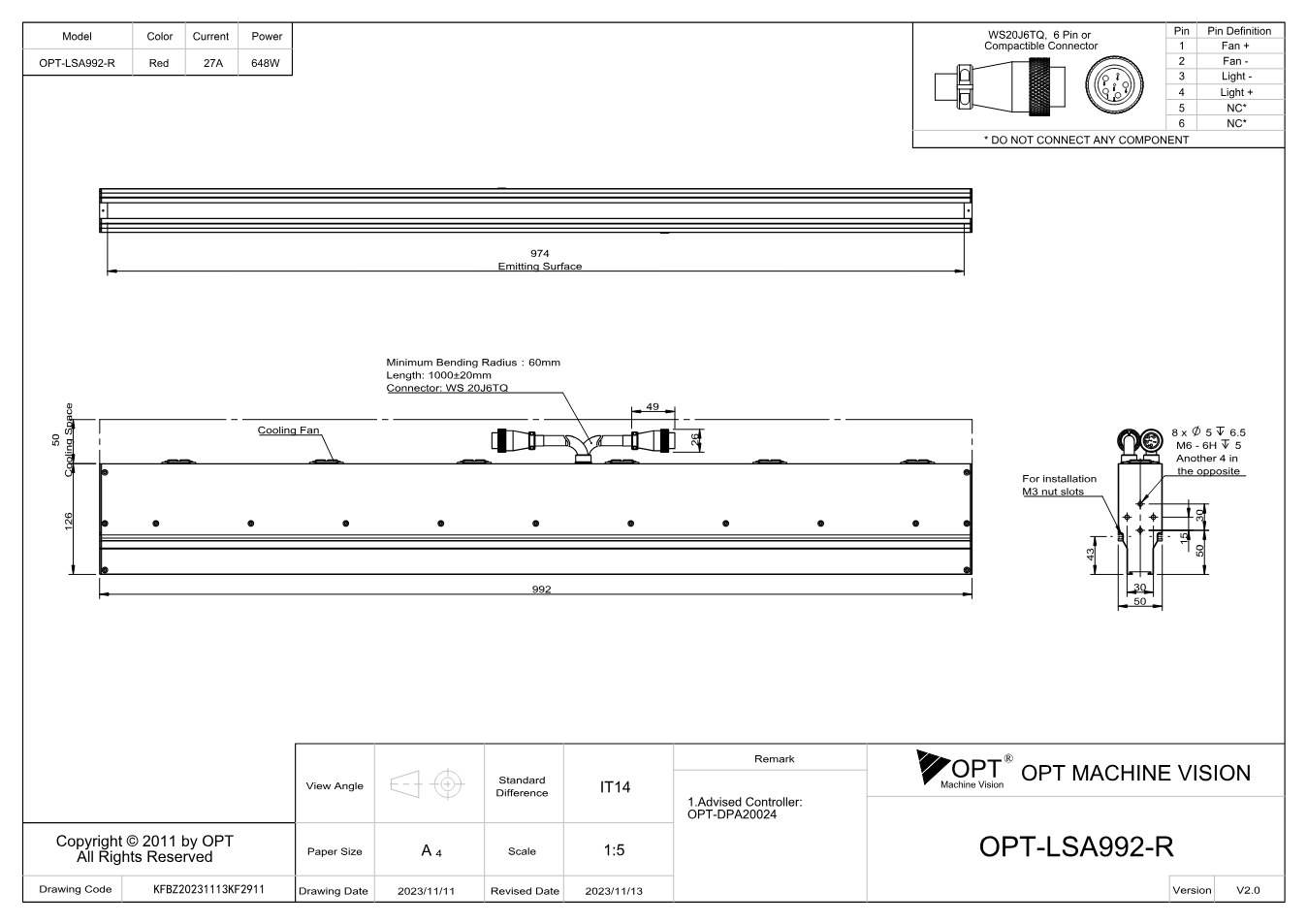 Maßzeichnung OPT-LSA992