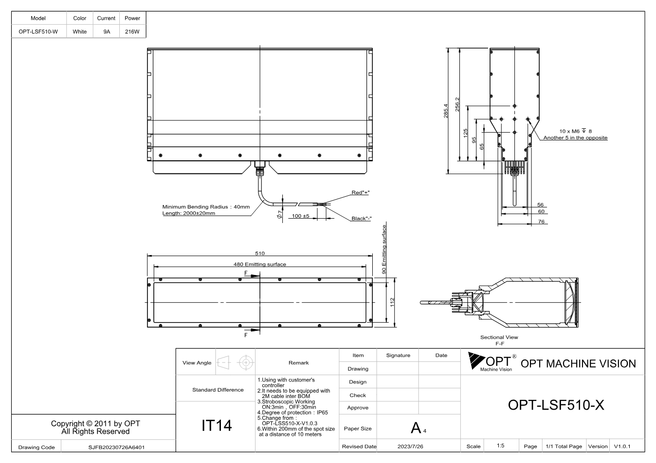 Maßzeichnung OPT-LSF510