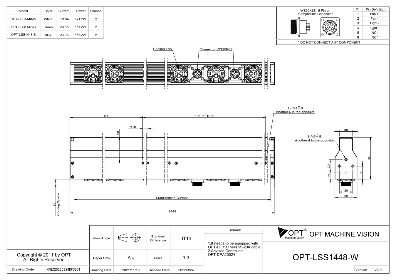Maßzeichnung OPT-LSS1448