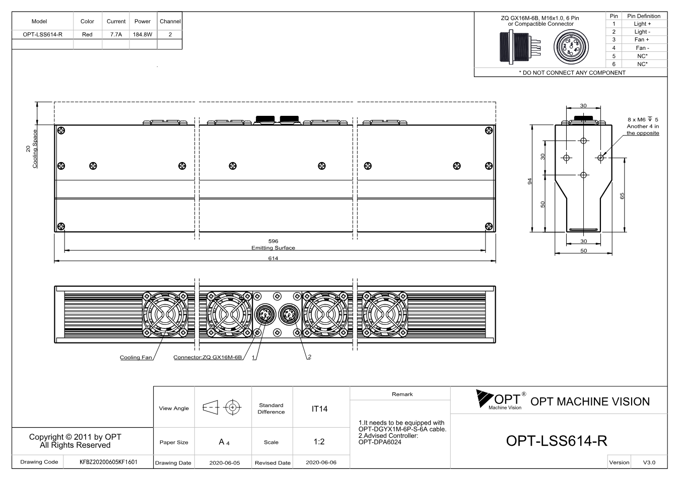 Maßzeichnung OPT-LSS614