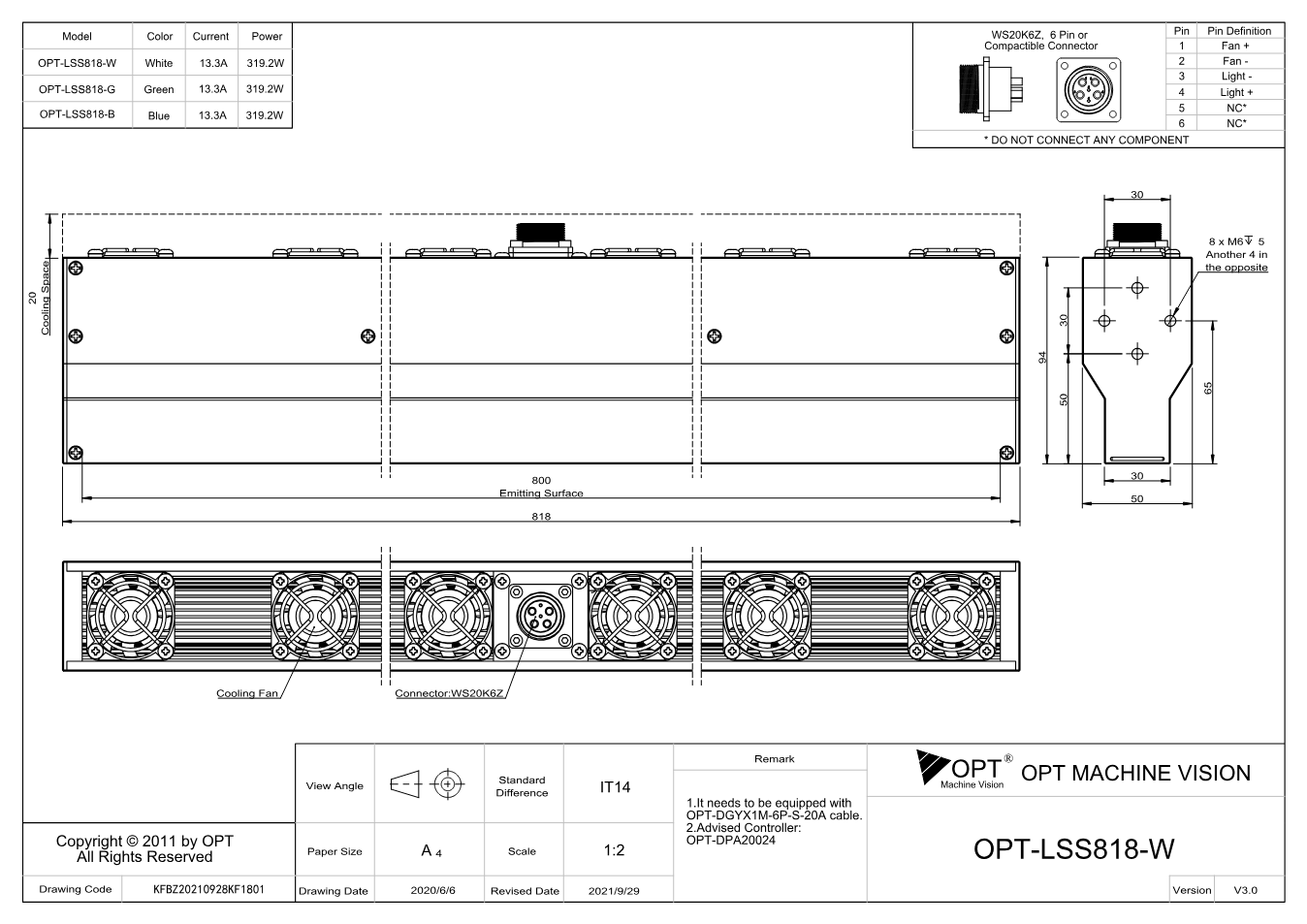 Maßzeichnung OPT-LSS818