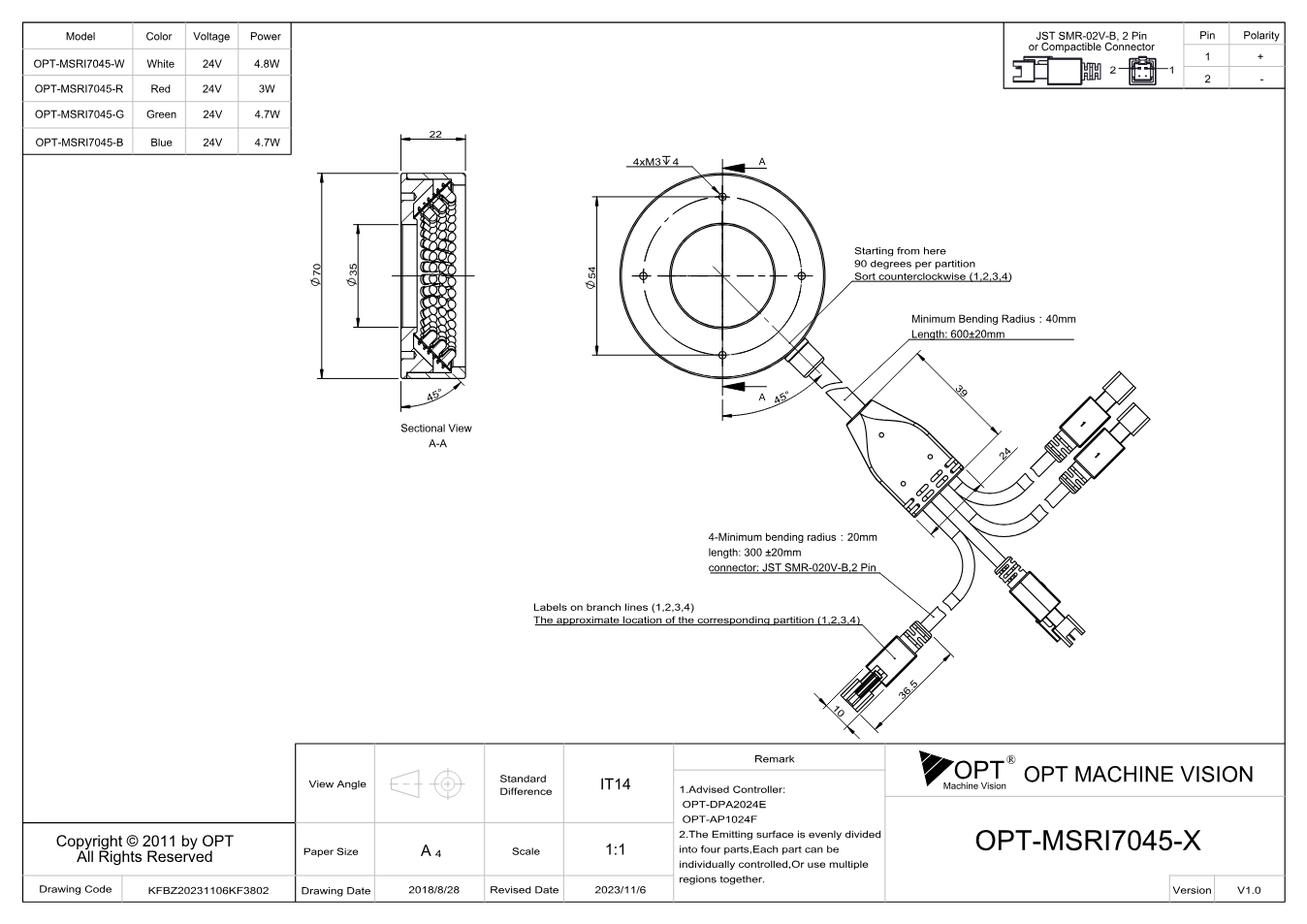 Maßzeichnung OPT-MSRI7045