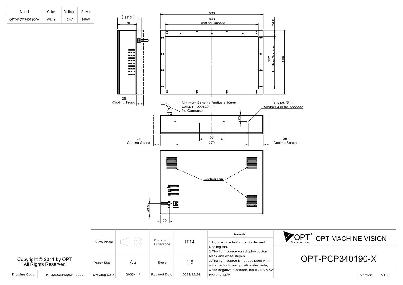 Maßzeichnung OPT-PCP340190