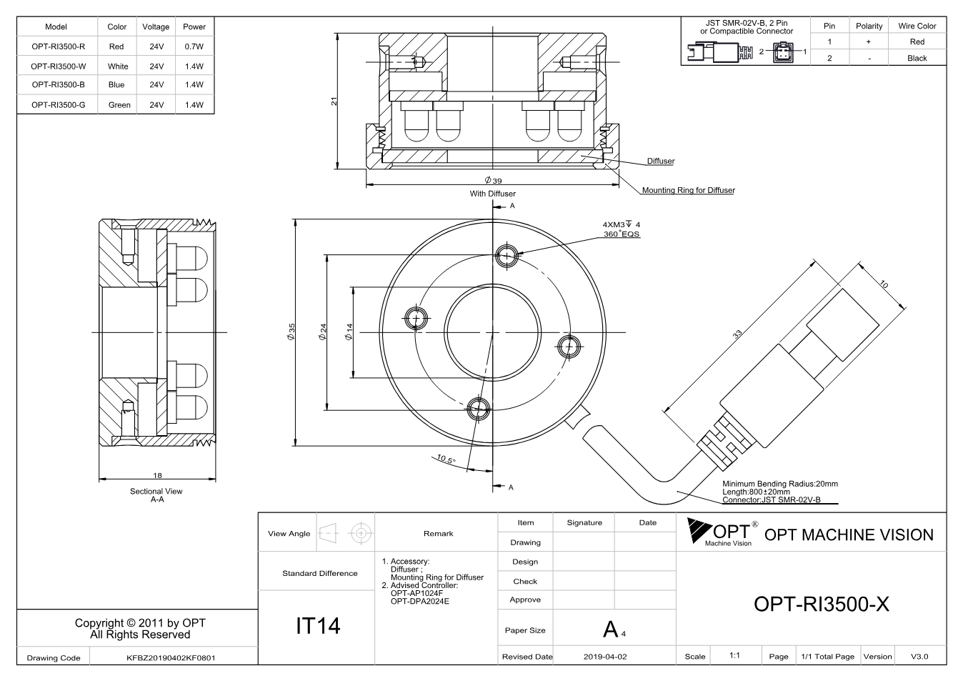 Maßzeichnung OPT-RI3500