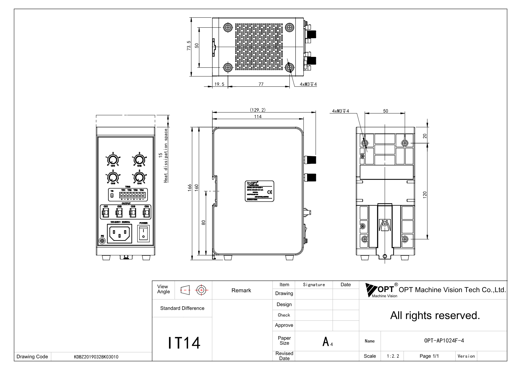 OPT-AP1024F-4 Maßzeichnung