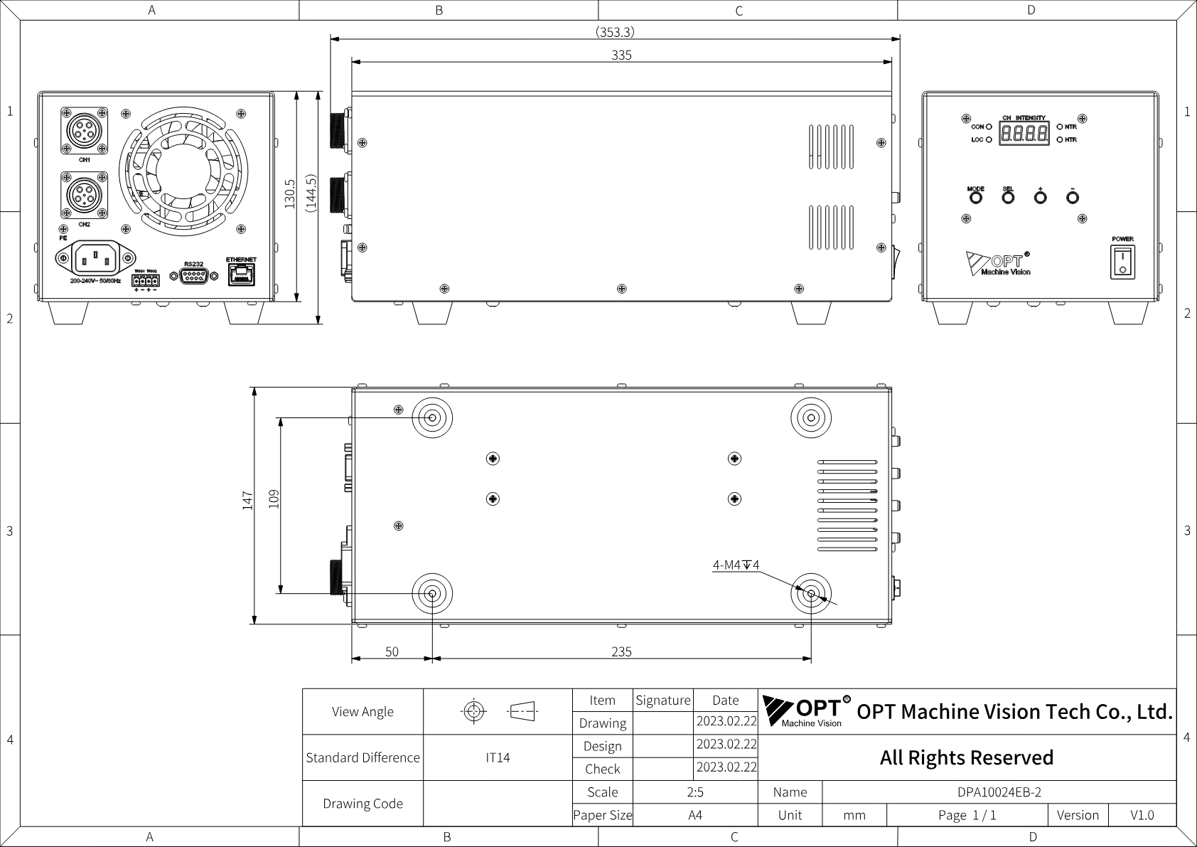 OPT-DPA10024EB-2 Maßzeichnung