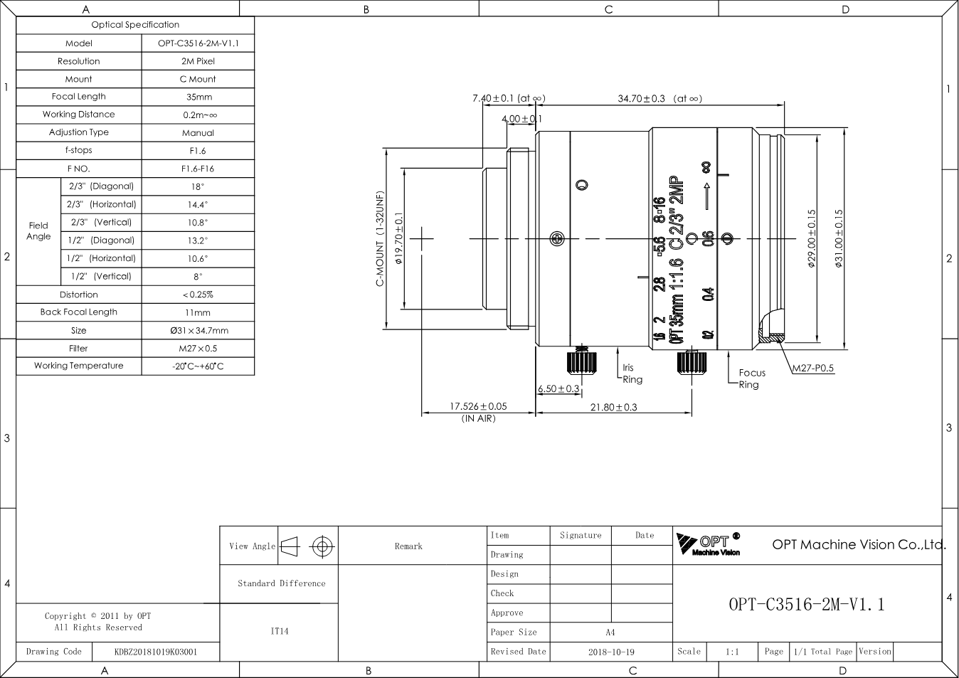 Maßzeichnung OPT-C3516-2M