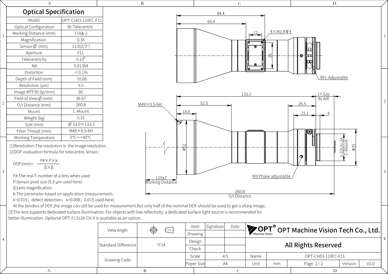 Maßzeichnung OPT-CH03-110FC-F11