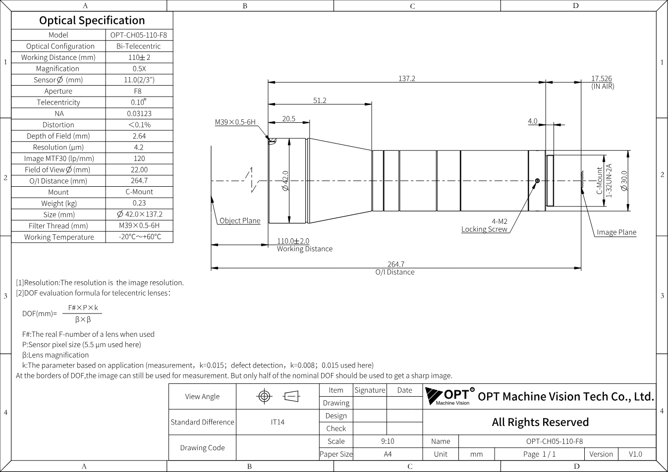Maßzeichnung OPT-CH05-110-F8