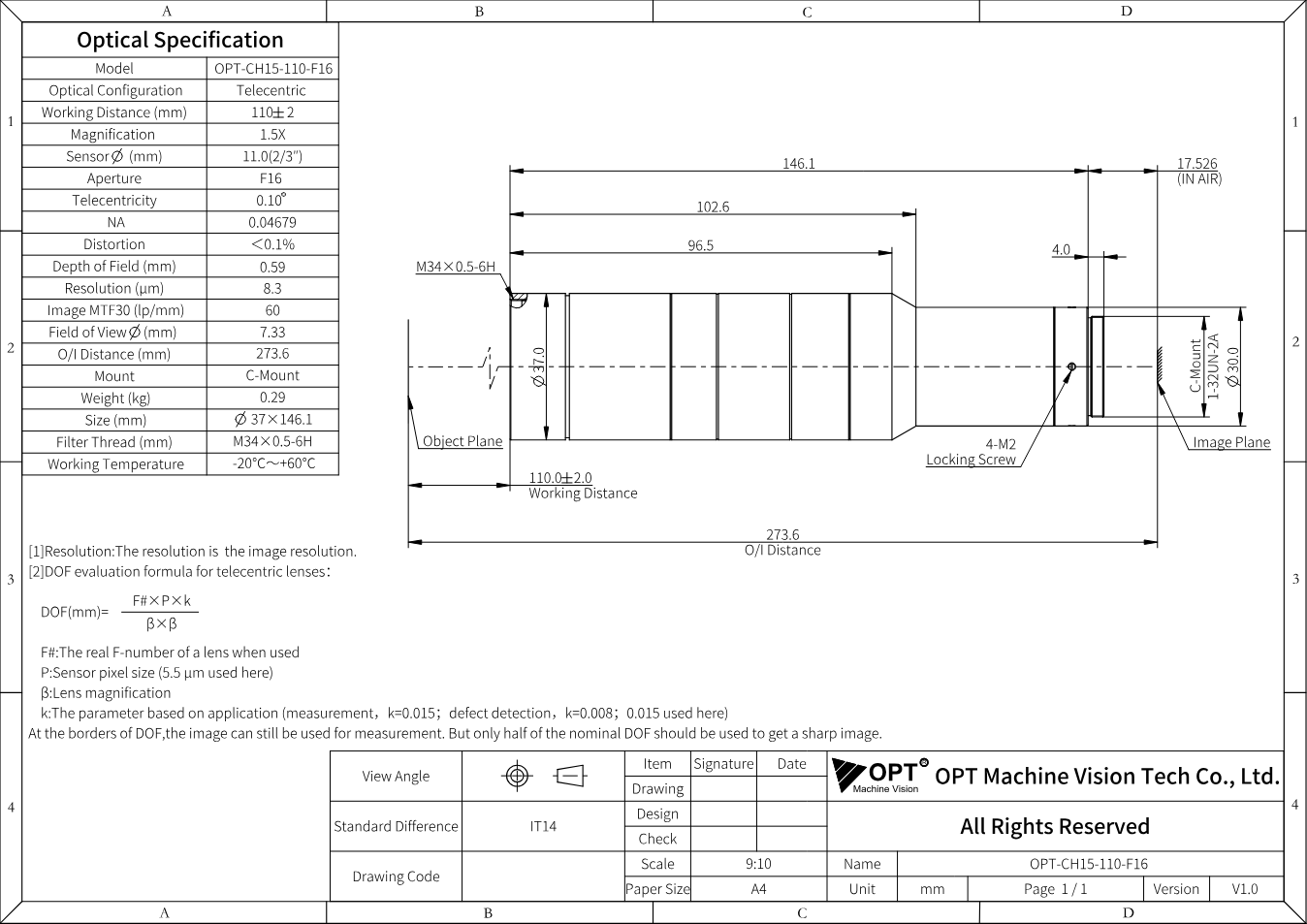 Maßzeichnung OPT-CH15-110-F16