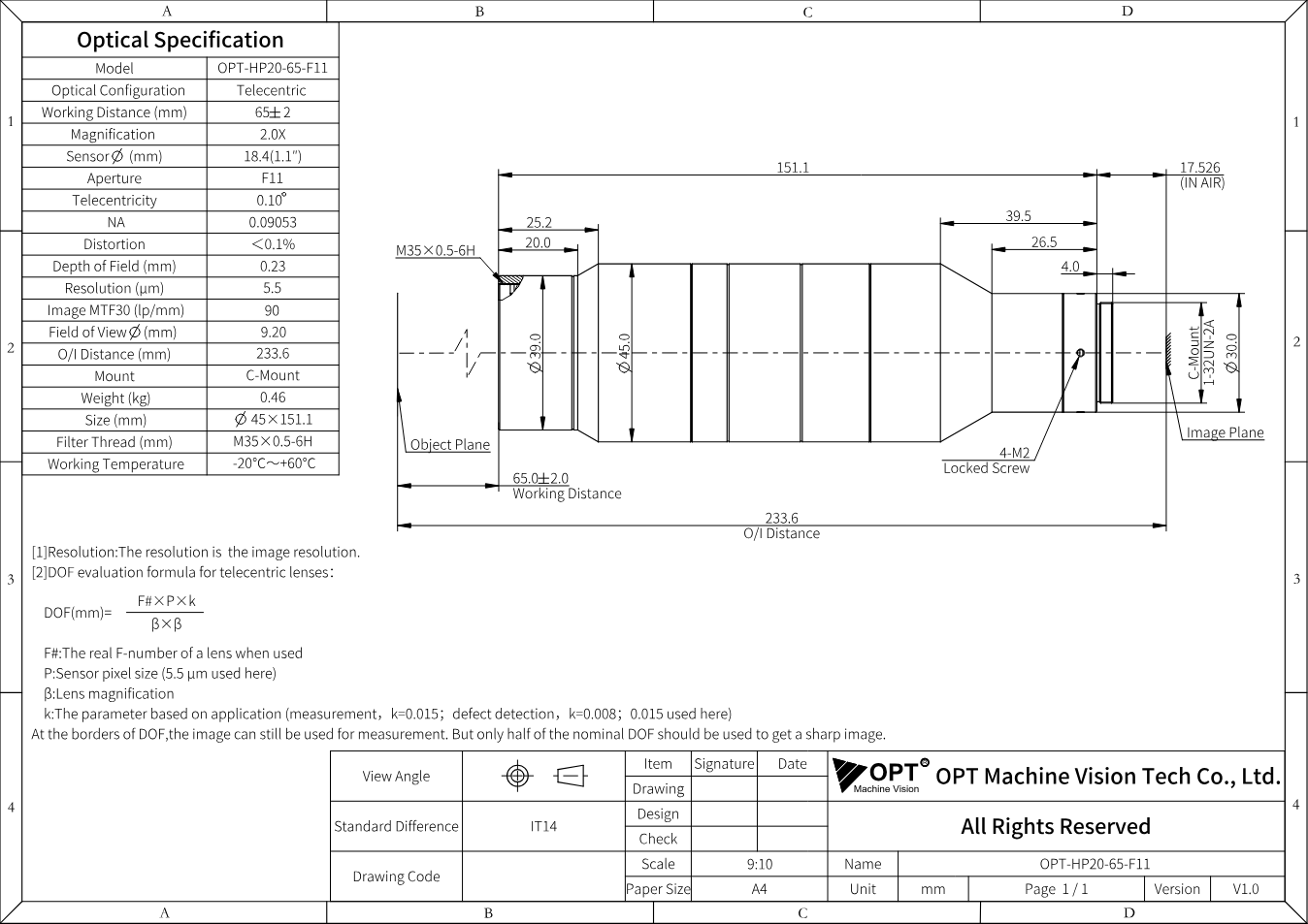 Maßzeichnung OPT-HP20-65-F11