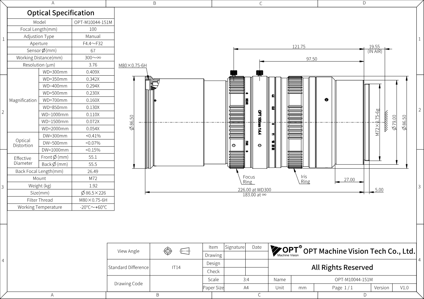 Maßzeichnung OPT-M10044-151M