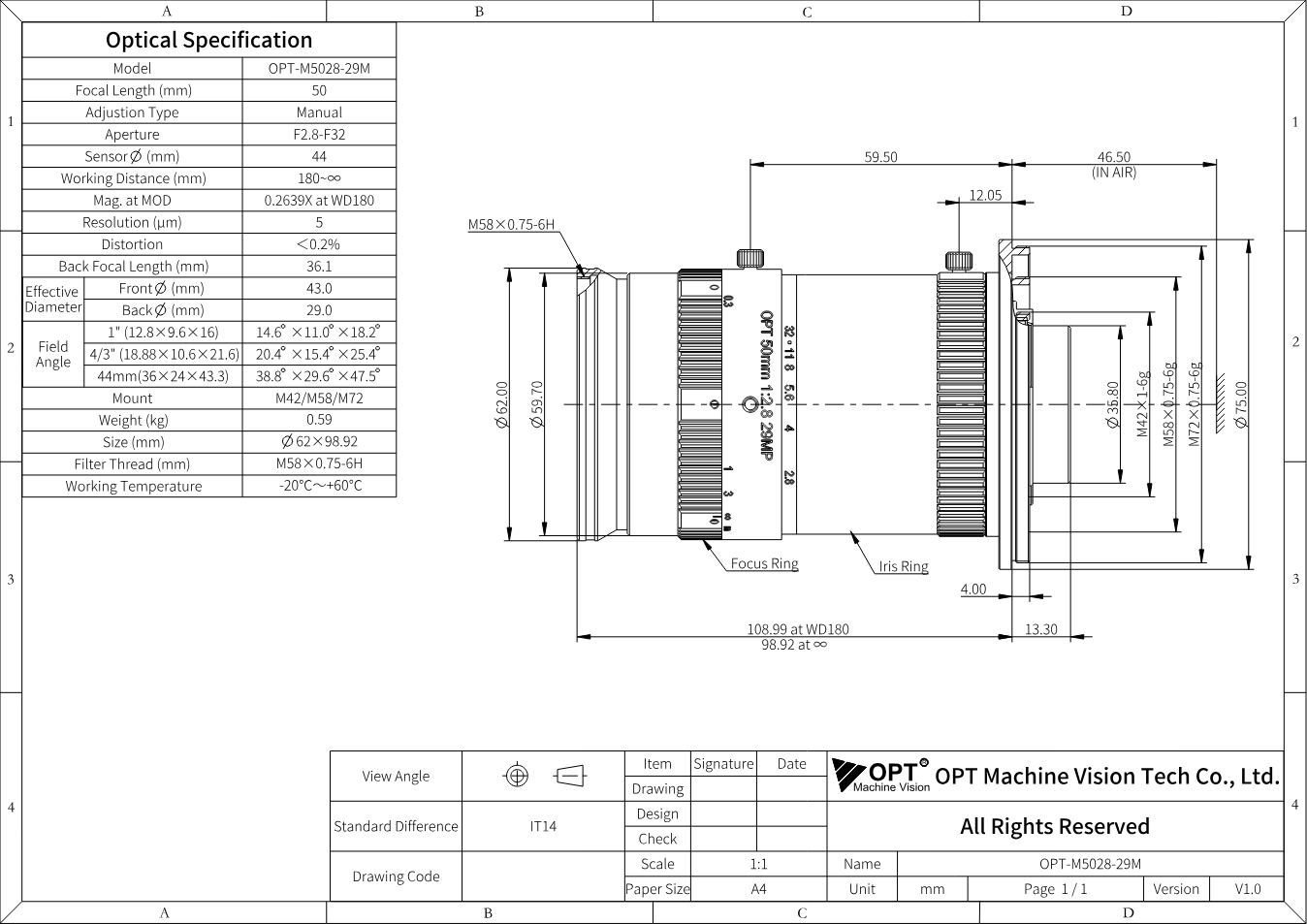 Maßzeichnung OPT-M5028-29M
